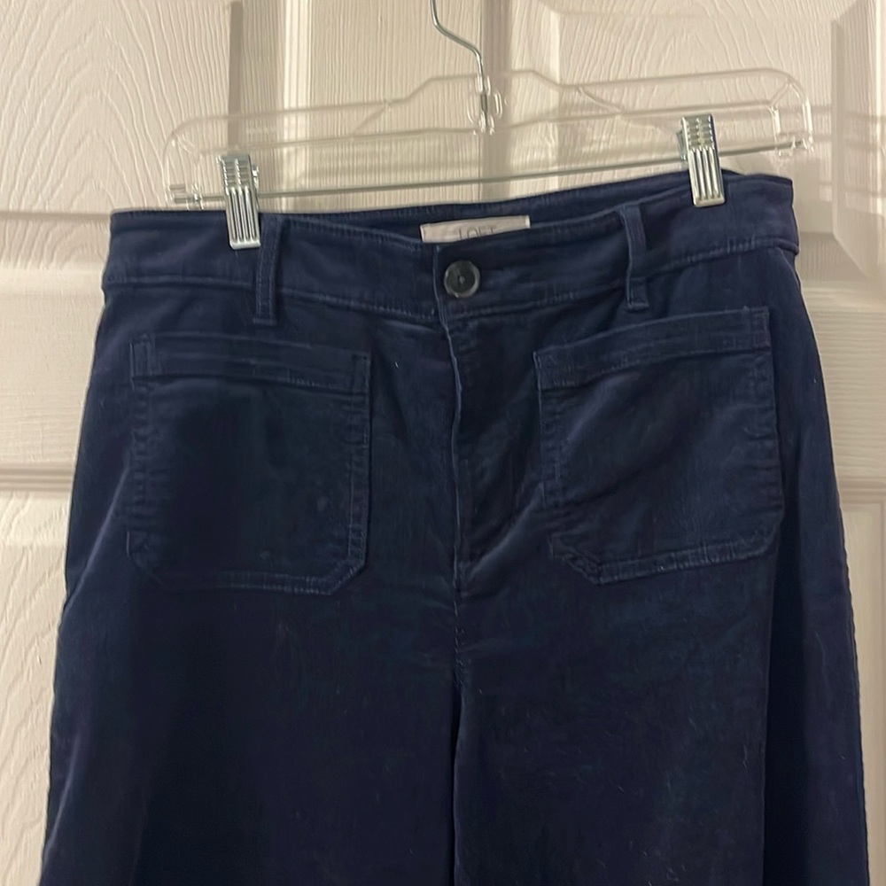 Loft Palmer wide leg navy cords, sz 4